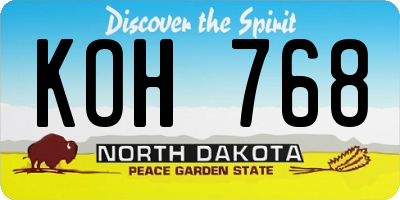 ND license plate KOH768