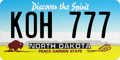 ND license plate KOH777