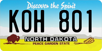 ND license plate KOH801