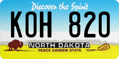 ND license plate KOH820