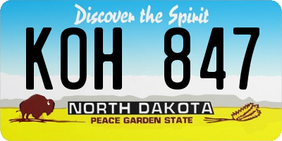 ND license plate KOH847