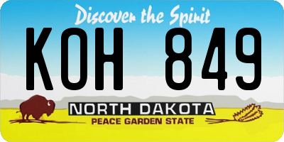 ND license plate KOH849