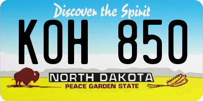 ND license plate KOH850
