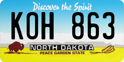 ND license plate KOH863