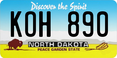 ND license plate KOH890