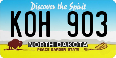 ND license plate KOH903