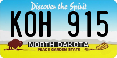 ND license plate KOH915
