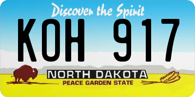 ND license plate KOH917