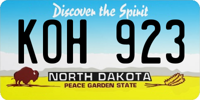 ND license plate KOH923