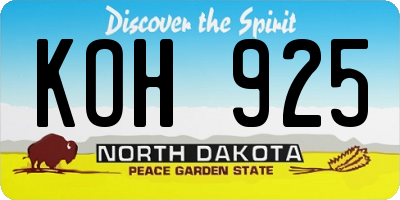 ND license plate KOH925