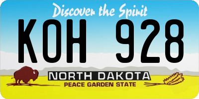 ND license plate KOH928