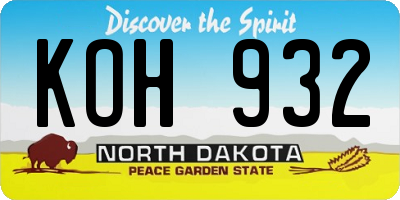 ND license plate KOH932
