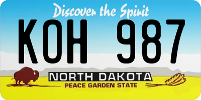 ND license plate KOH987