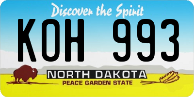 ND license plate KOH993