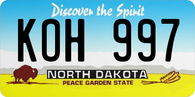 ND license plate KOH997