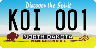 ND license plate KOI001
