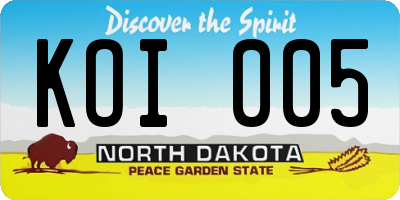 ND license plate KOI005