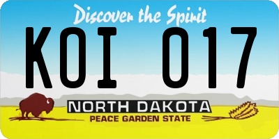 ND license plate KOI017