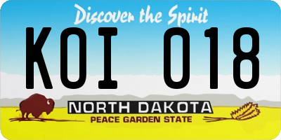 ND license plate KOI018