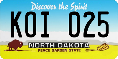 ND license plate KOI025