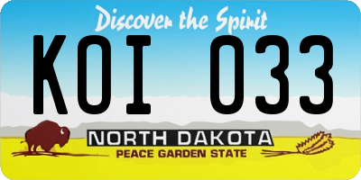 ND license plate KOI033