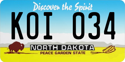 ND license plate KOI034