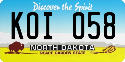 ND license plate KOI058