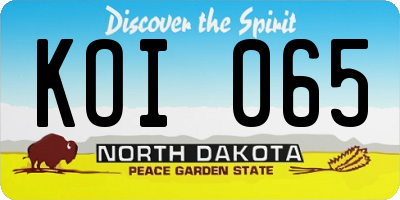 ND license plate KOI065