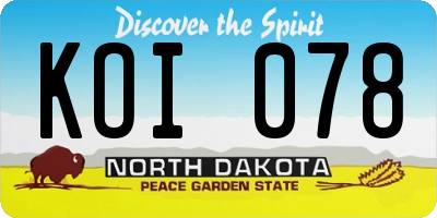 ND license plate KOI078