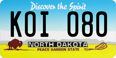 ND license plate KOI080