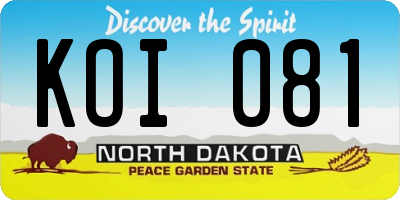 ND license plate KOI081