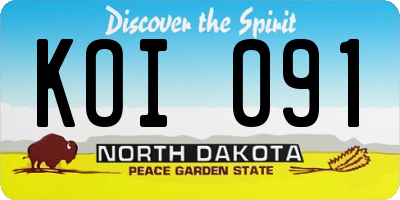 ND license plate KOI091