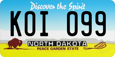 ND license plate KOI099