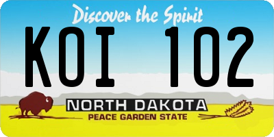 ND license plate KOI102