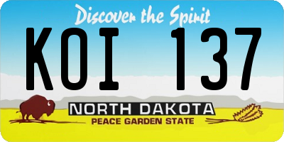 ND license plate KOI137
