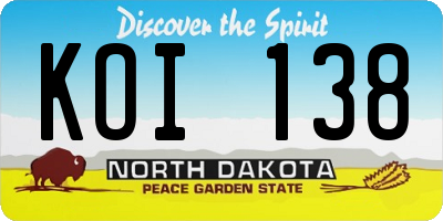 ND license plate KOI138