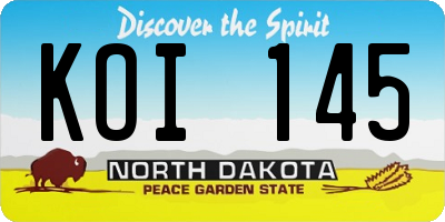 ND license plate KOI145