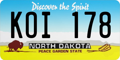 ND license plate KOI178