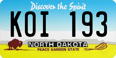 ND license plate KOI193