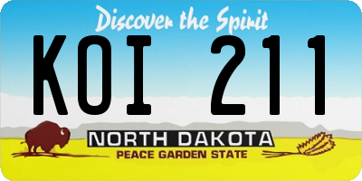 ND license plate KOI211