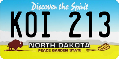 ND license plate KOI213