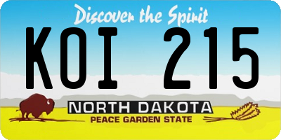 ND license plate KOI215