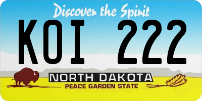 ND license plate KOI222