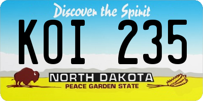 ND license plate KOI235