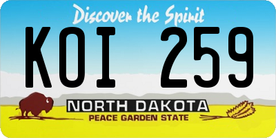 ND license plate KOI259