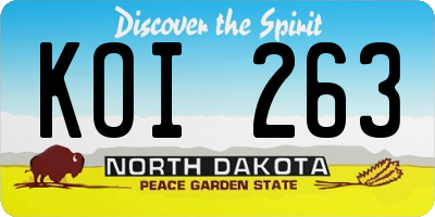 ND license plate KOI263