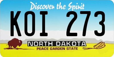 ND license plate KOI273