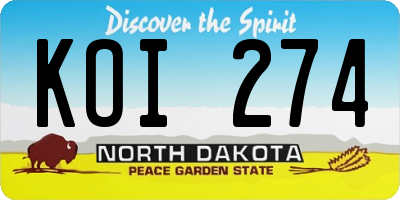 ND license plate KOI274
