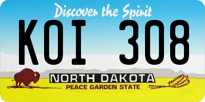 ND license plate KOI308