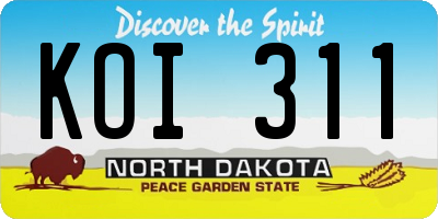 ND license plate KOI311